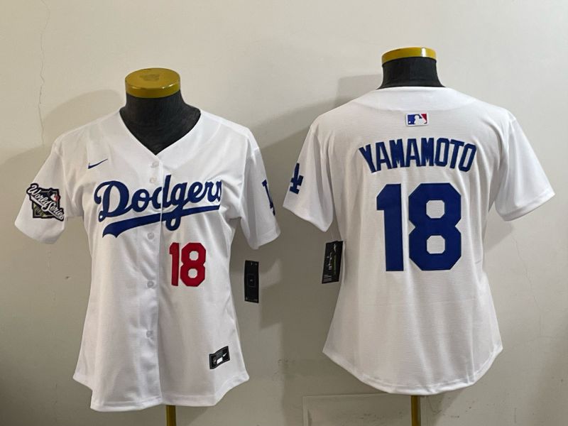 Women 2026 Nike Los Angeles Dodgers #18 Yamamoto White Game MLB Jersey 08->women mlb jersey->Women Jersey